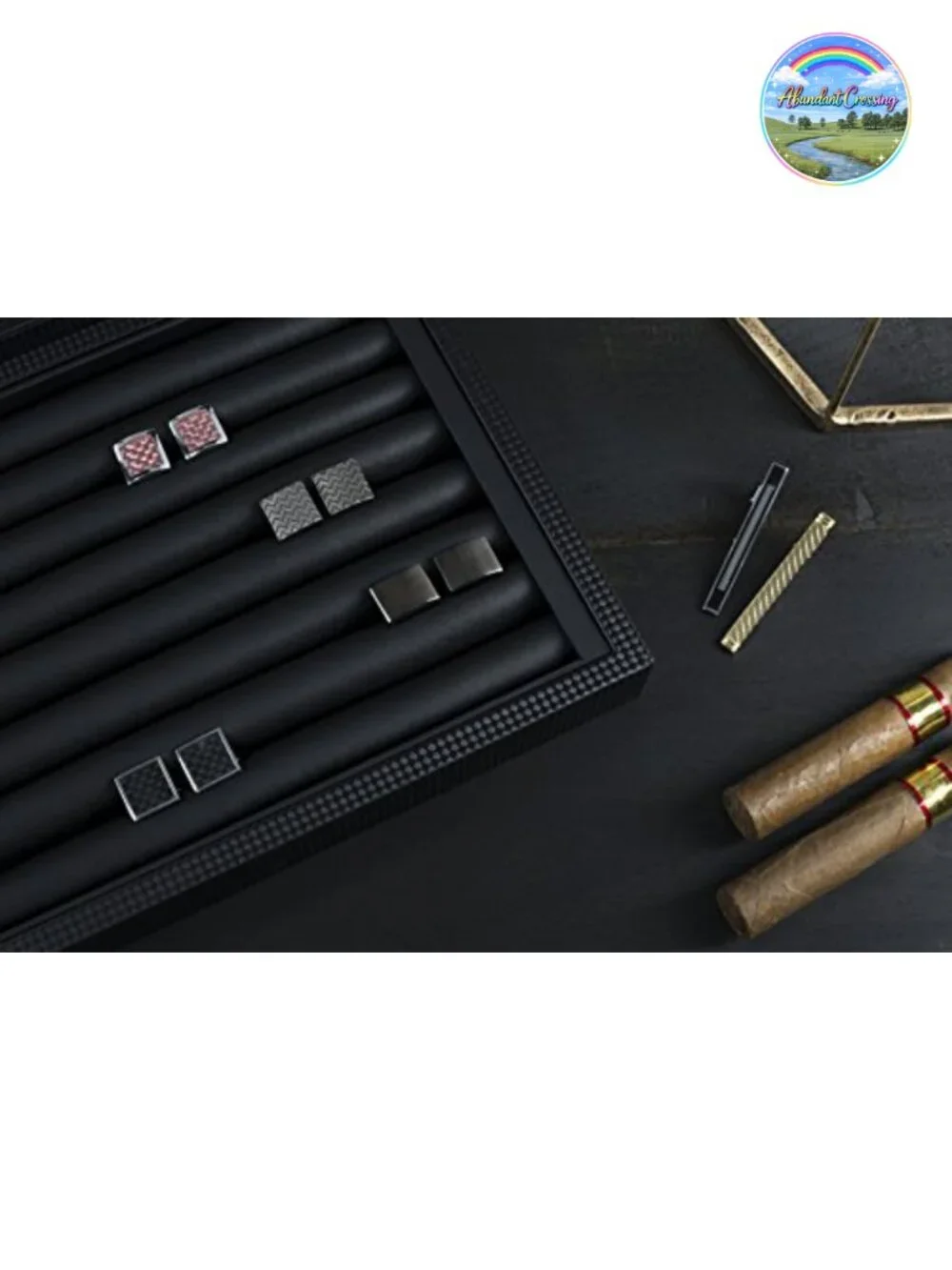 Large Cufflink Box for Men - Holds 70 Cufflinks, Faux Leather Display Case